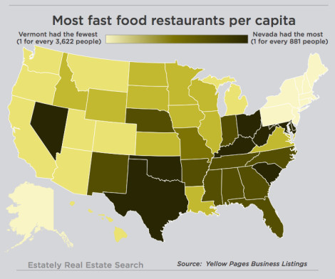 Fast Food Restaurants Per Capita By State Fast Food Restaurants Per Capita By State