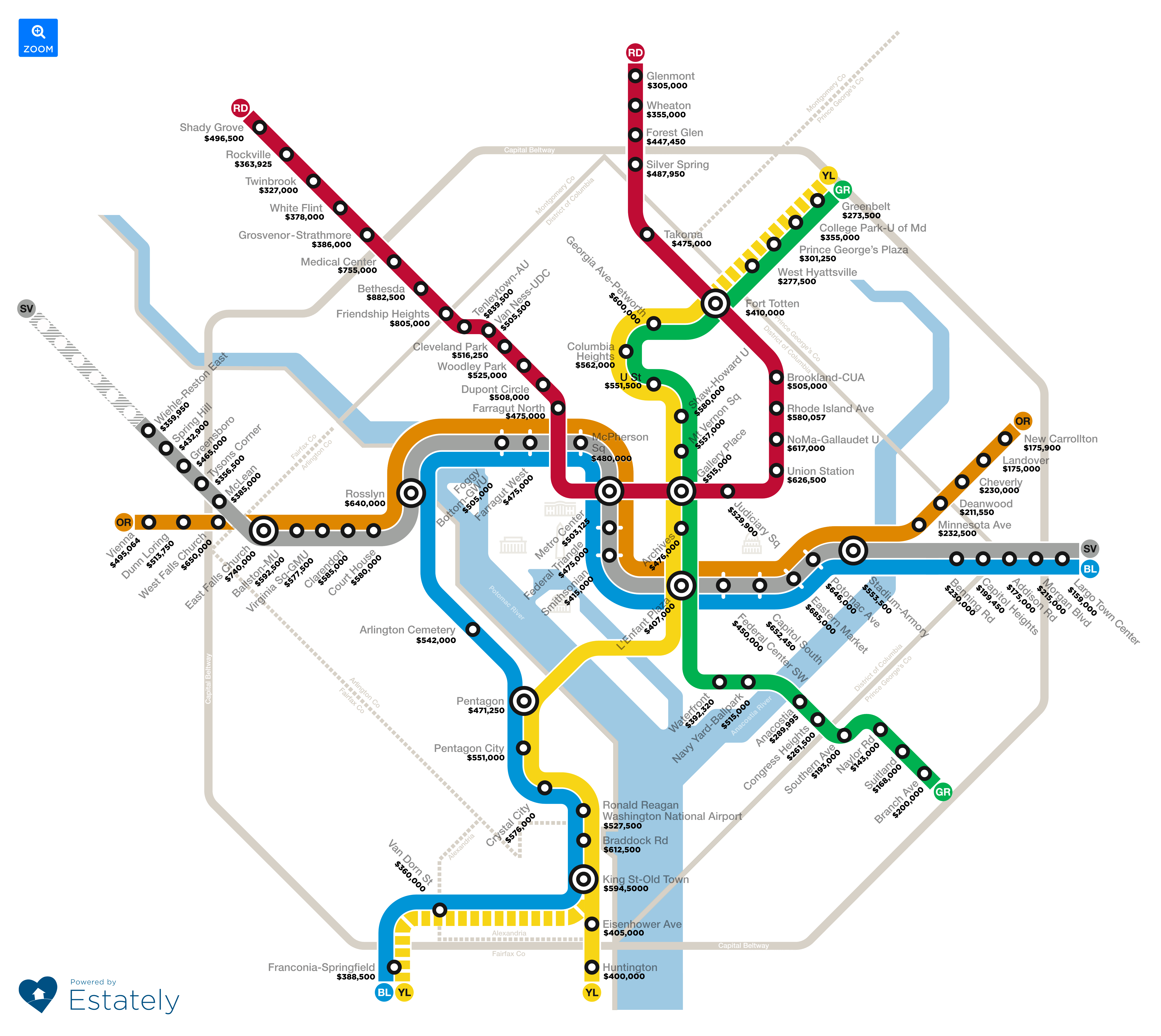 Washington DC Transit Stop Affordability Transit Map