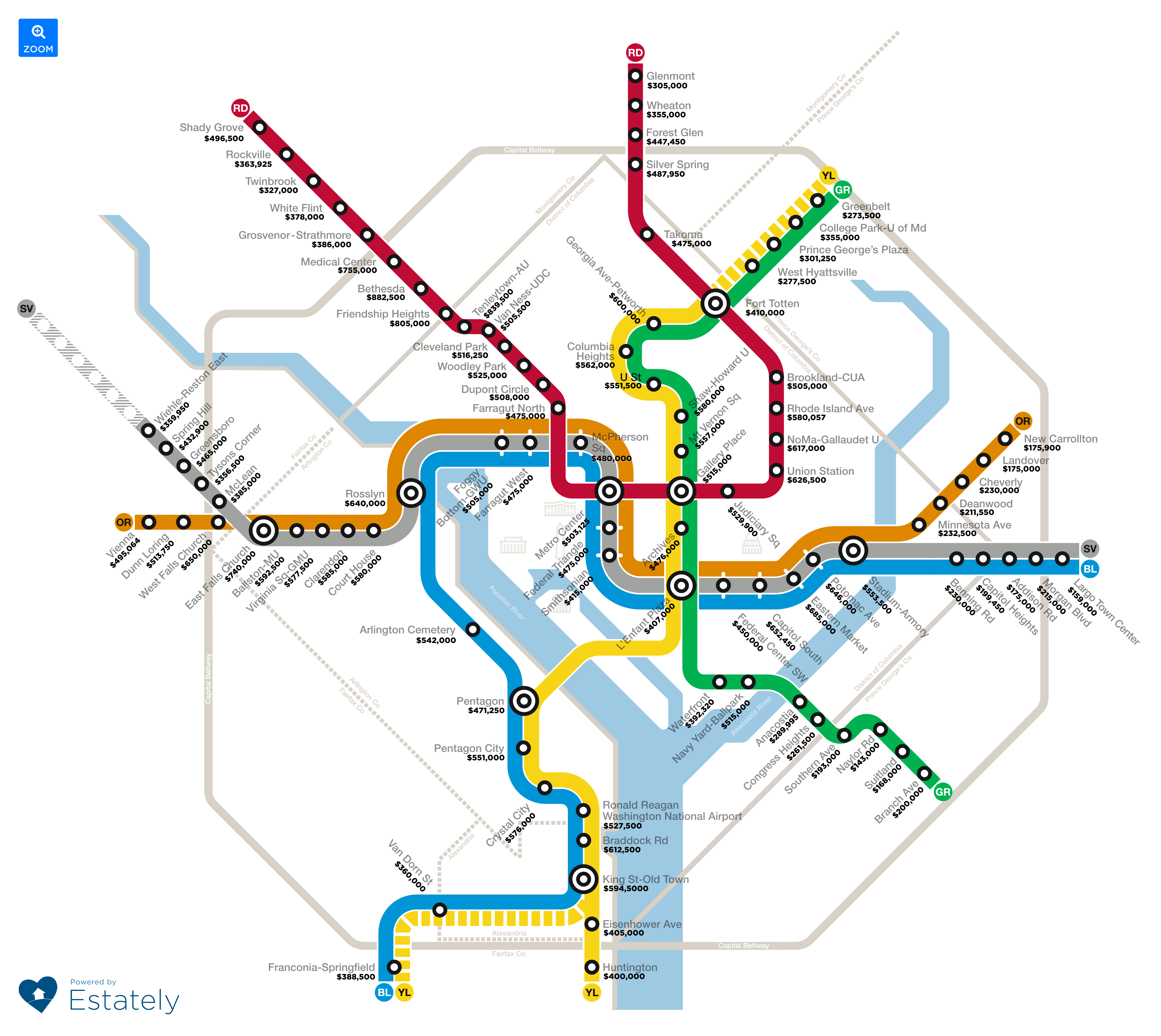 Mapping Home Prices For Each Washington D C Area Metro Stop Estately