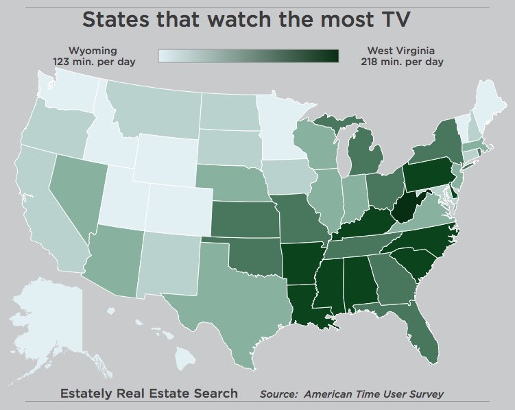 most tv map