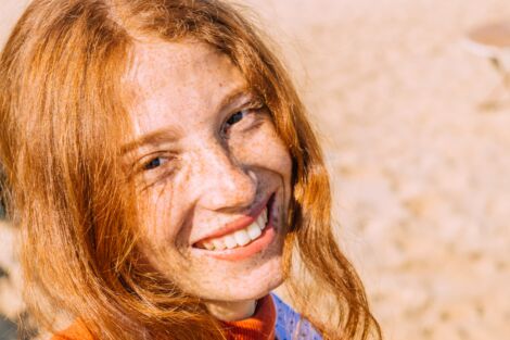 smiling woman red hair